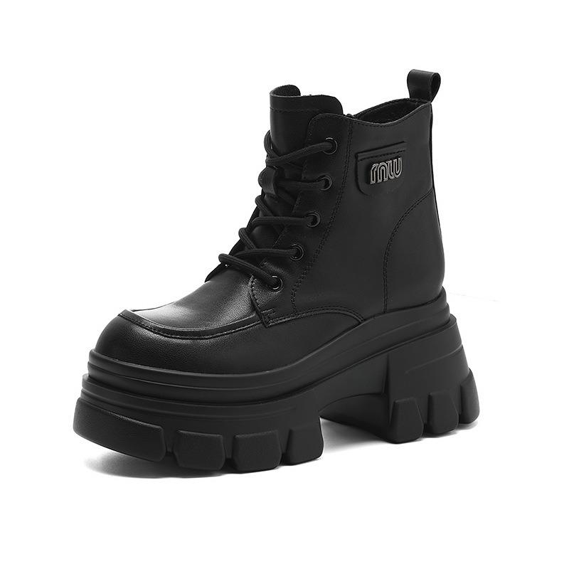 Brown platform Martin boots women's autumn and winter new inner heightening short boots Chelsea women's boots