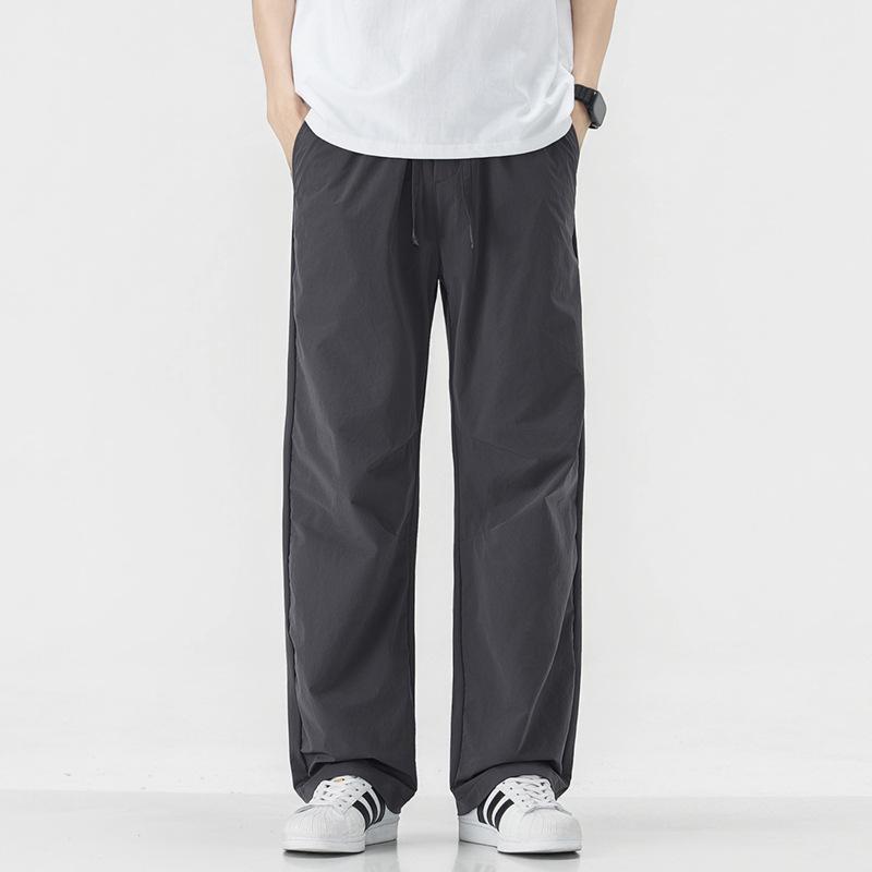 American Trendy Brand Three-dimensional Tailoring Loose Straight Casual Pants Men's Solid Color Simple and Versatile Wide-leg Drape Long Pants