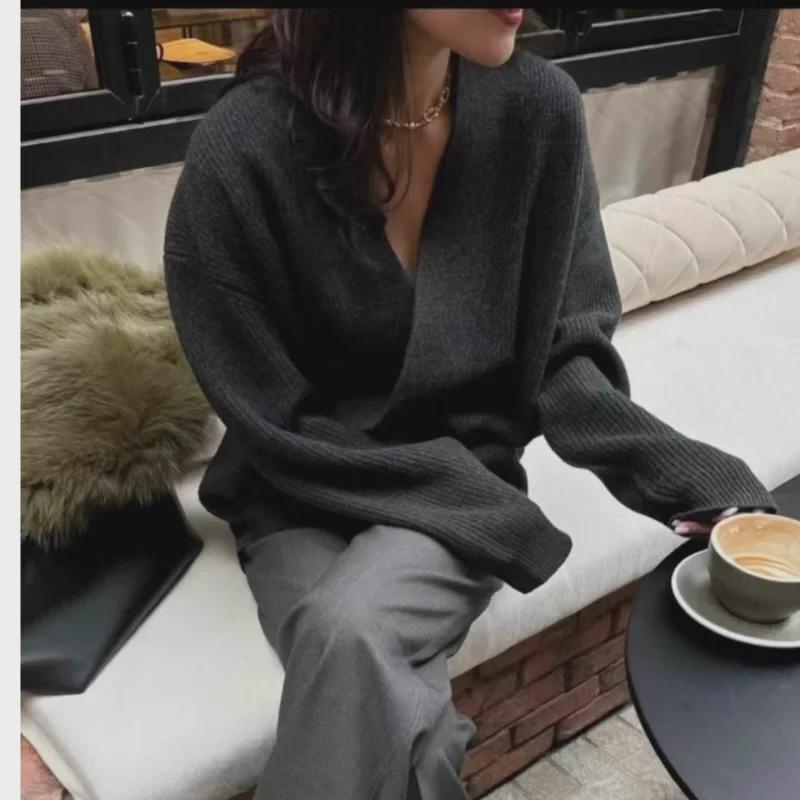 Autumn Old Money Loose Knit Cardigan Sweater