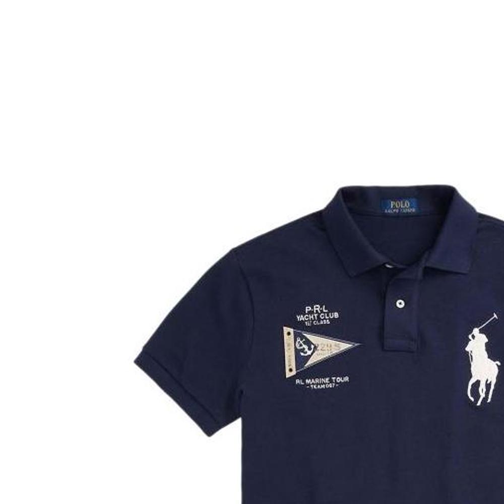 Polo Ralph Lauren FW23 Pattern Embroidered Cotton Short Sleeve Polo Shirt Men Tops Navy-Blue 710910565-001