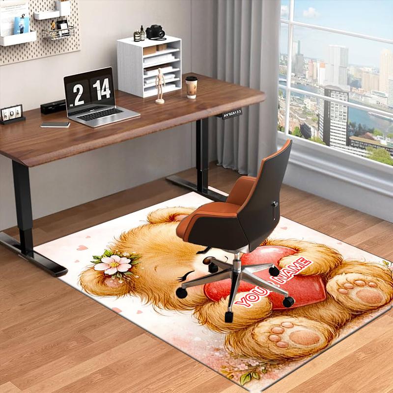 1PC Custom Name Love Heart Name Theme Floor Mat Ideal for Living Room, Game Rooms, Office, Bedroom,Floor Mat Playful Design