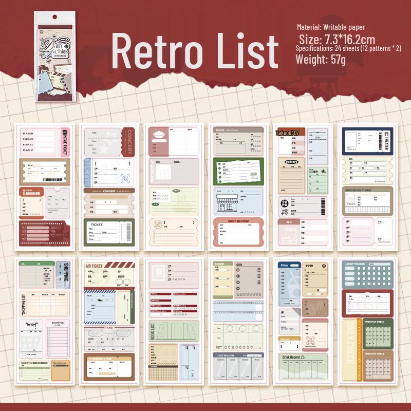 Yu Xian Writing Sticker Book: Daily Archive Series - 24 Sheets, 2 Styles for Basic Journal Writing