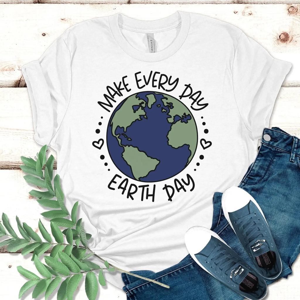 Make Every Day Earth T Shirt Save The Planet Mother Environunisextal Awareness Vegan Vintage Versatile
