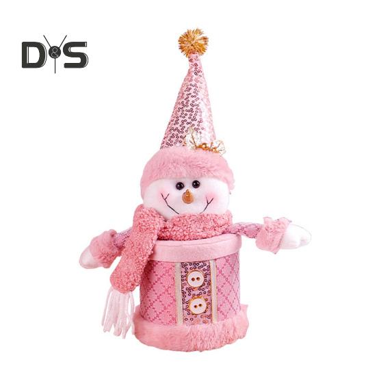 Christmas Candy Jar Christmas Plush Santa/Snowman/Elk Candy Holder Pink Candy Storage Box Fruit Packaging Jar for Home Decor
