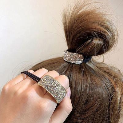 2 Stücke Haargummis Glänzend Strass Dekor Elastischer Pferdeschwanzhalter Funkelnd Bling Haarseil Haarschmuck