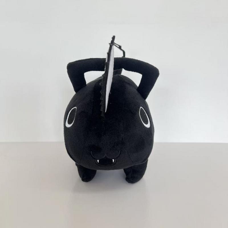 Chainsaw Dog Demon Pochita Plush Toy Stuffed Animal, Halloween Christmas Gift Anime Figure Doll, 22cm Black