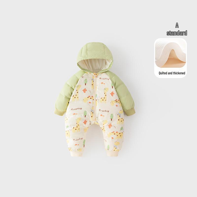 

Cozy Winter Hooded Baby Romper - Thick, Padded, Down Cotton for Outdoor Warmth 90 cm