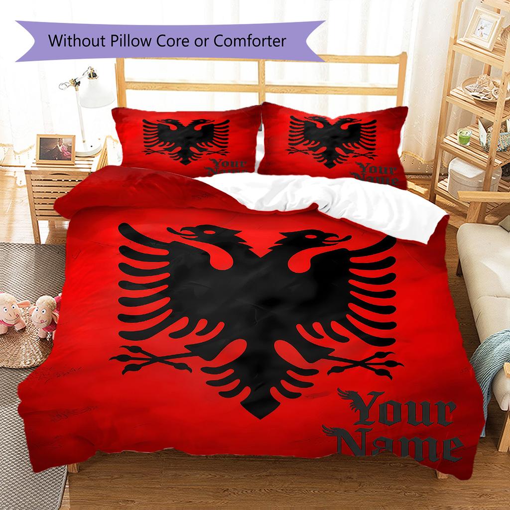 Custom Name Eagle Symbol Background Bedding,Quilt Set Quilt Cover Pillowcase Home Birthday Gift (1 * Duvet Cover + 2 * Pillowcase, Without Core)