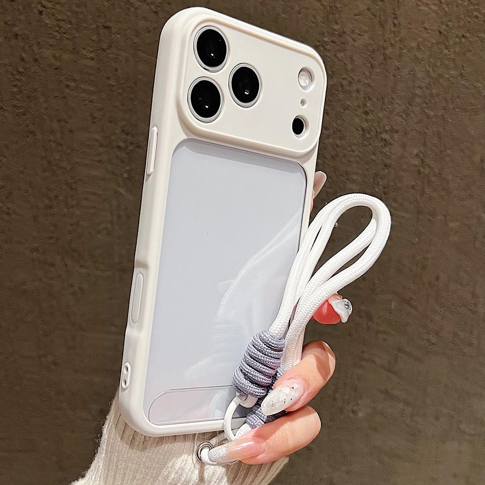 Luxury Candy Color Frame Clear Phone Case For 18 17 16 15 14 13 12 11 Pro Max Plus With Wristband Lanyard Cover