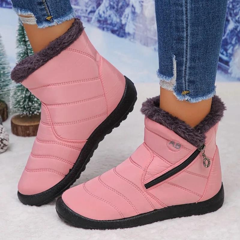 Fashion Women Snow Boots 2025 Comfortable Waterproof Women Shoes Retro Luxury Zipper Shoes Woman Winter Soft Boots Women