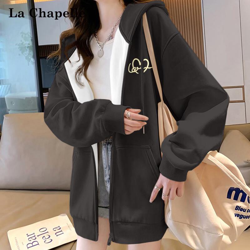La Chapelle Women's Hooded Loose Casual Cardigan Sweatshirt