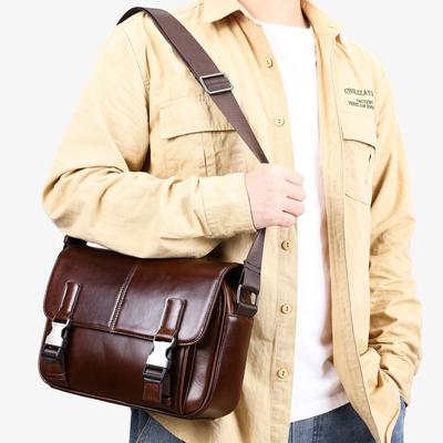 Men's Leather Shoulder Bag Vintage Casual Crossbody Head Layer Cowhide Satchels
