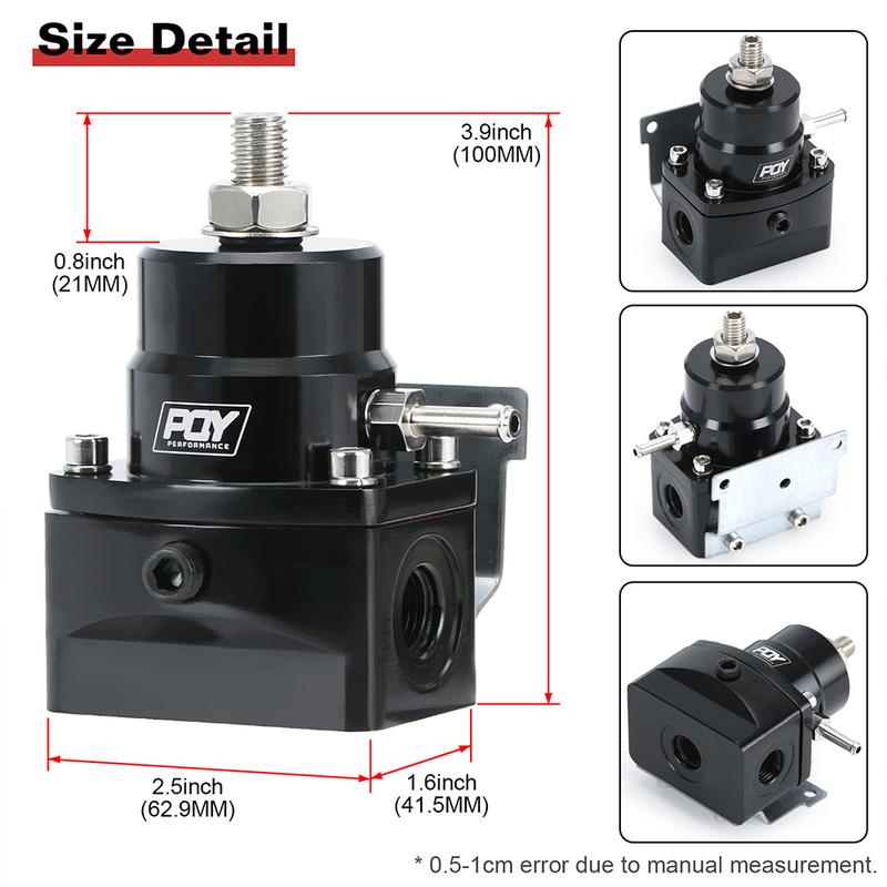 Adjustable Fuel Pressure Regulator Kit AN6 Feed & AN6 Return Line W/ 0-160PSI Gauge Set 3-20/ 20-45/ 45-70 Pressure Springs