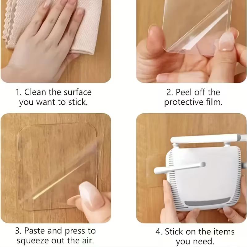 Heavy Duty Double Sided Adhesive Patches Nano Tape, Transparent Square Wall Stickers, Waterproof Removable No Residue Pad