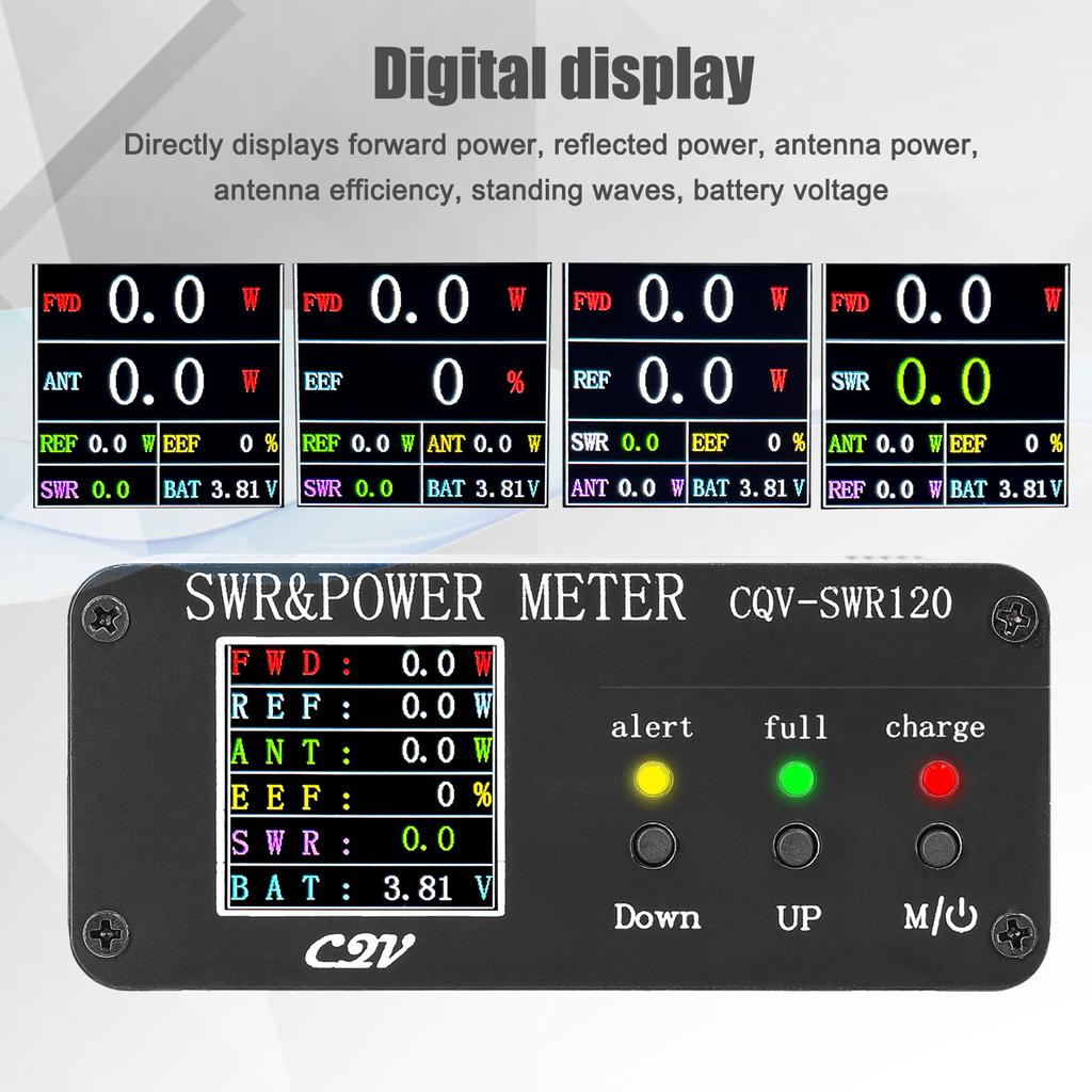 1.8MHz 54MHz Standing waves Meter 240 * 240 Digital LCD Display SWR Short Waves Meters 0.5 120W Power Watt Meter
