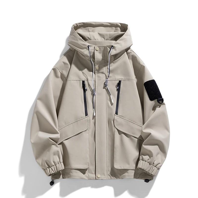Spring Autumn Windproof Waterproof Jackets Men Hooded Casual Outerwear Fashion Youthful Vitality Couple Sports Coat Loose Jacket
