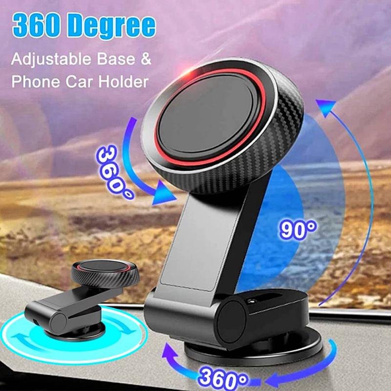 Foldable Car  Magnetic  Phone  Mount  Holder 360 Degree Rotation Independent Chassis Adjustable For