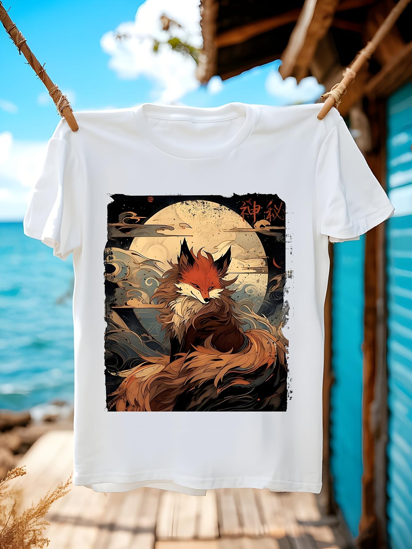 Japanese Demon Fox Moonlit Night Graphic Tshirt - Vintage... XXXXL