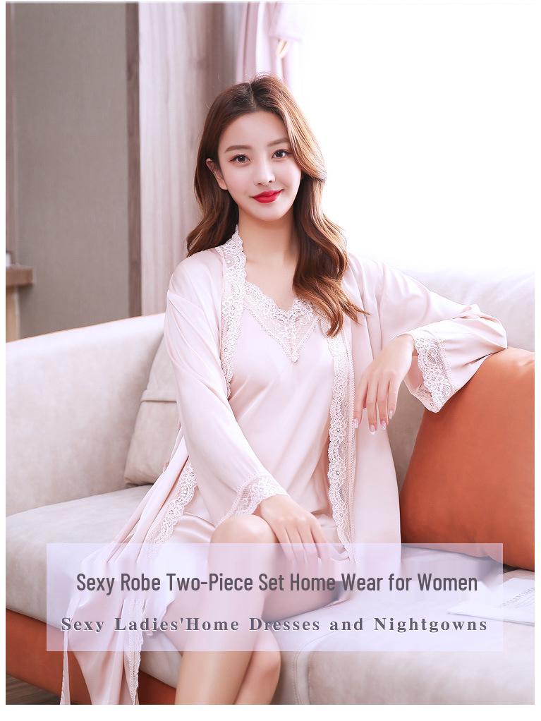 Ice Silk Sexy Camisole and Robe Set for Women