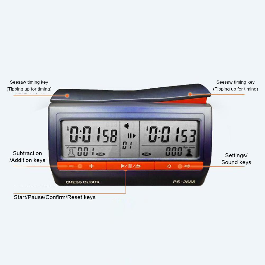 Professional Chess Clock USB Charging Board Game Clock Multifunctional Chess Clock Hour Meter Stopwatch for Family Personal Use