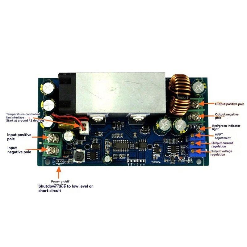 ABUO-CC CV MPPT Solar Charging DC-DC Buck Converter Module 10-75V Input To 2-60V Output 20A Adjustable Step-Down Module
