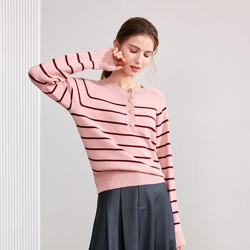 BETU Women's Autumn Striped Long-Sleeve Knit Top