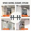 8FT Sliding Barn Door Hardware Kit, 330LBS Heavy Duty Barn Door Track Kit for Double Doors, Fit 3.7-4.3FT Total Wide and 1.3"-1.8" Thick 2 Door Panel,