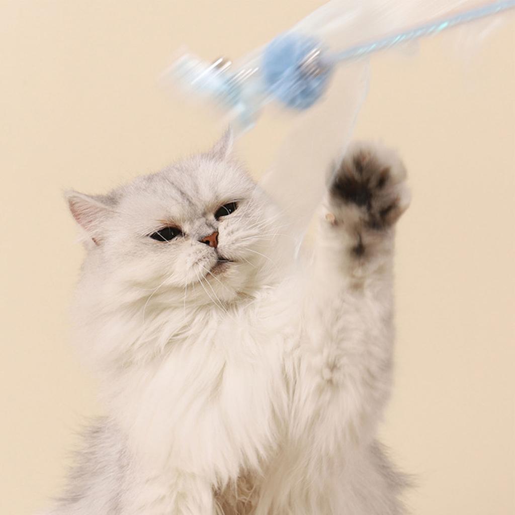 3Pcs Cat Teaser Wand Interactive Cat Feather Toy with Bell for Cat Kitten Playing Pink