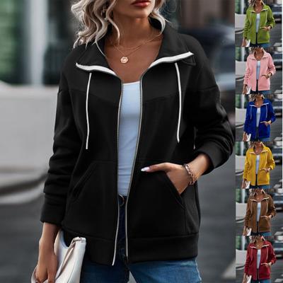 Women's Casual Solid Color Plus Fleece Turtleneck Drawstring Sweater Coat