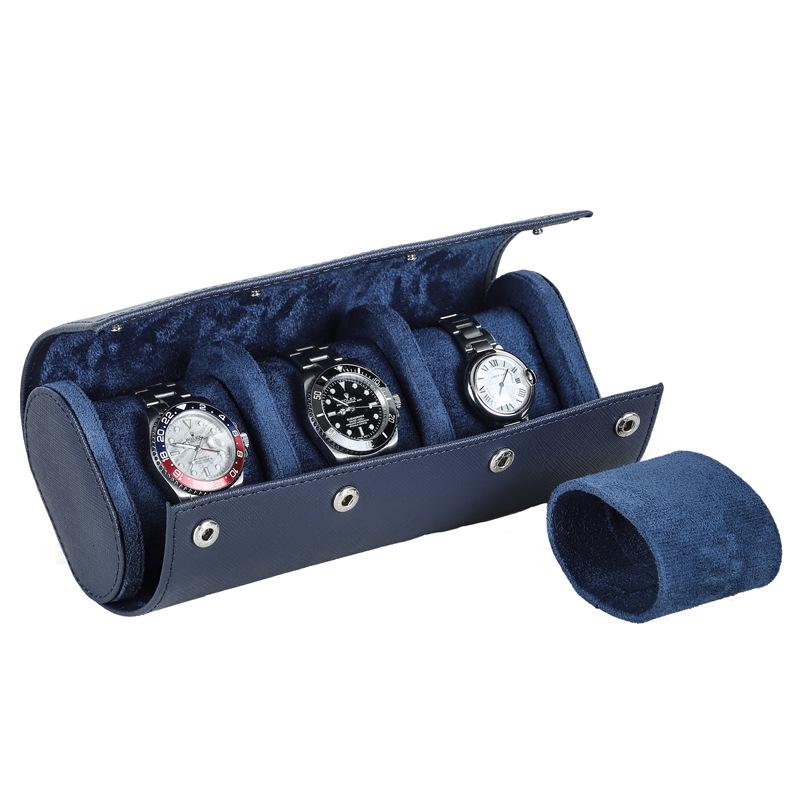 Scratch-Resistant Genuine Leather Watch Storage Box - Unisex 3-Piece Set with Pillowcase for Travel