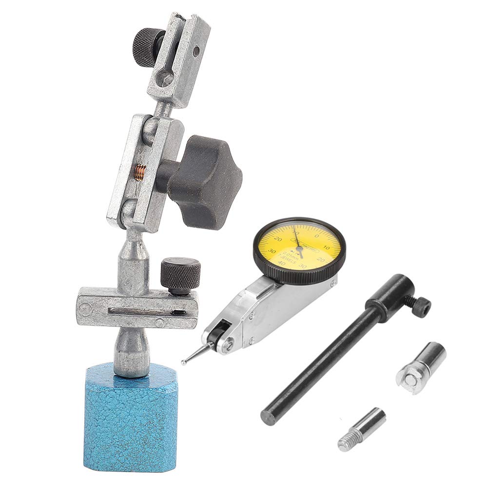 Dial Test Indicator, 0-0.8mm Dial Test Indicator Gauge Adjustable Magnetic Base Stand Holder with Yellow-face, Dial Base Holder