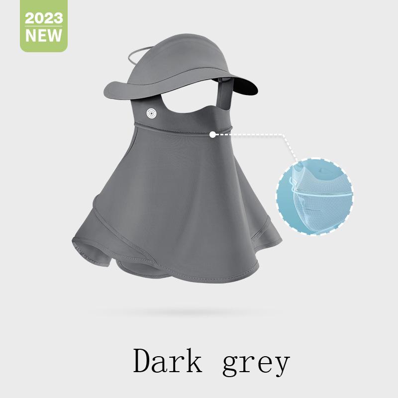 

Жіноча тонка дихаюча крижана шовкова сонцезахисна маска з довгою шиєю, повна маска, літній ультрафіолетовий захист, велосипедна прогулянка на відкритому повітрі, пляжна краса, капелюх від сонця темно-сірий колір