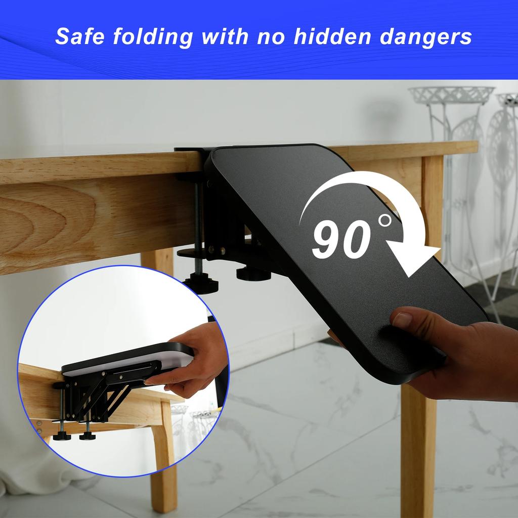 Adjustable Desk Extender Holder Computer Keyboard Tray Foldable Table Mount Arm Wrist Rest Shelf for Desk Home and Office