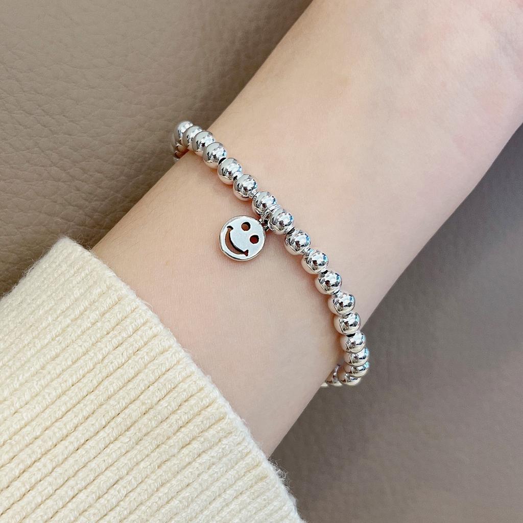 Retro Simple Smile Smile Bracelet Female Personality Smiley Face Round Bead Chain Trend Fresh Jewelry
