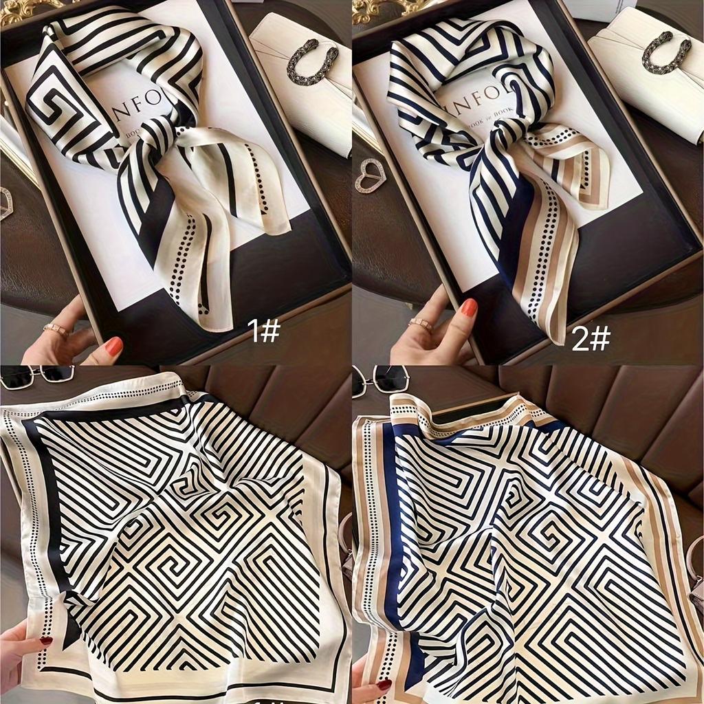 Elegant Nordic Style All Seasons Scarf Faux Silk Shawl Bandana Simple Chic Decorative Wrap For Women Square Scarves