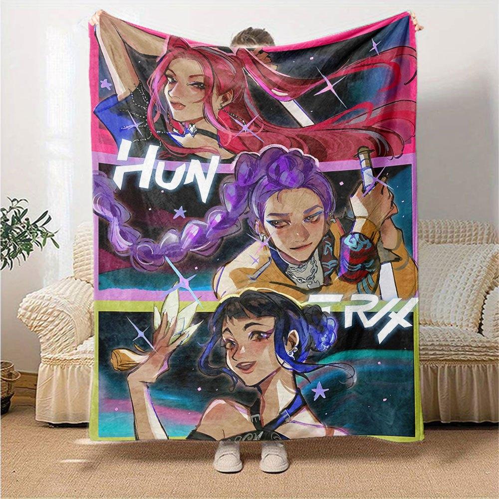 1ks hunter x (11) Měkká hřejivá deka na gauč pro domov, kancelář, cestování, celoroční útulné povlečení, dárek, útulný kancelářský doplněk B1