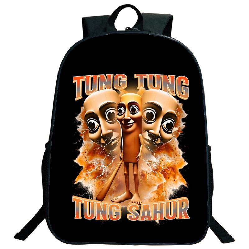 Tung Tung Tung Sahur Rucksack Italienischer Brainrot Cartoon Kinder Jungen Mädchen Studenten Schulrucksack Tralalero Tralala Teenager Umhängetasche