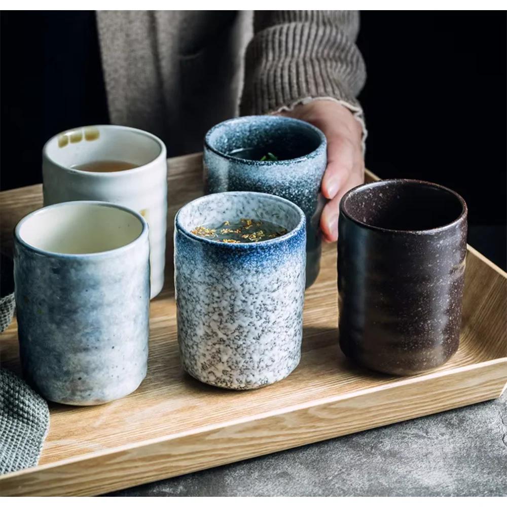 Hohe Vintage Glasur Keramik Kaffee Tee ohne Henkel Japanisches Restaurant Trinkgeschirr Mehrfarbig Wasser Tee Tassen Koreanische Tasse Papa
