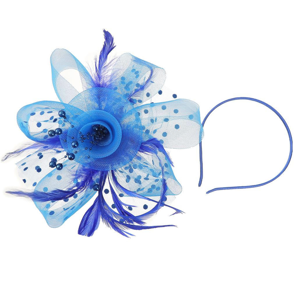 AWAYTR Elegant Top Hat Headbands Polka Dots Mesh Wide Headband Hair Accessories For Women Festival Headwear