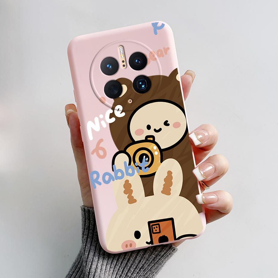 Phone Cases for Huawei Mate 50 Pro Cute Rabbit Pandas Case For Huawei Mate50 Pro Mate 50Pro Soft Silicone Shockproof Back Cover