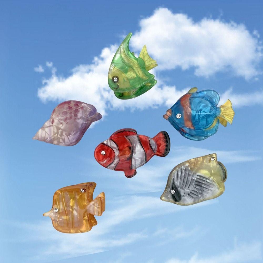 Sea Animal Acetate Animal Hair Clip Cartoon Mini Hair Claw Cute   Girls