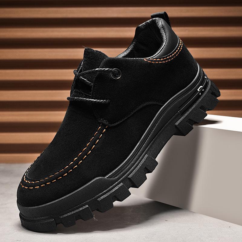 New Outdoor Mountaineering Men's Shoes for Spring 2019, Sports Fashion Casual Shoes Thick Sole Low Top British Work Shoes
