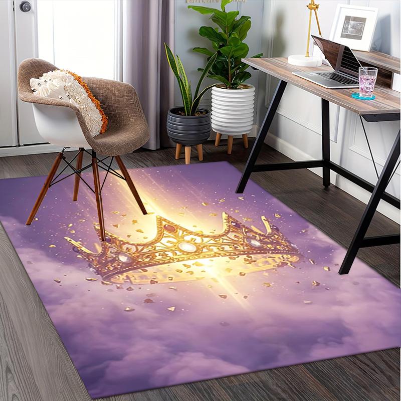 Golden Crown Chair Mat Office Carpet, Oversized Rug for Home Decor, Sofa Mat, Desk Pad Gift, Suitable for Bedroom, Living Room, Various Rooms