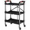 Foldable 3 Tier Tool Trolley Plastic Steel Black