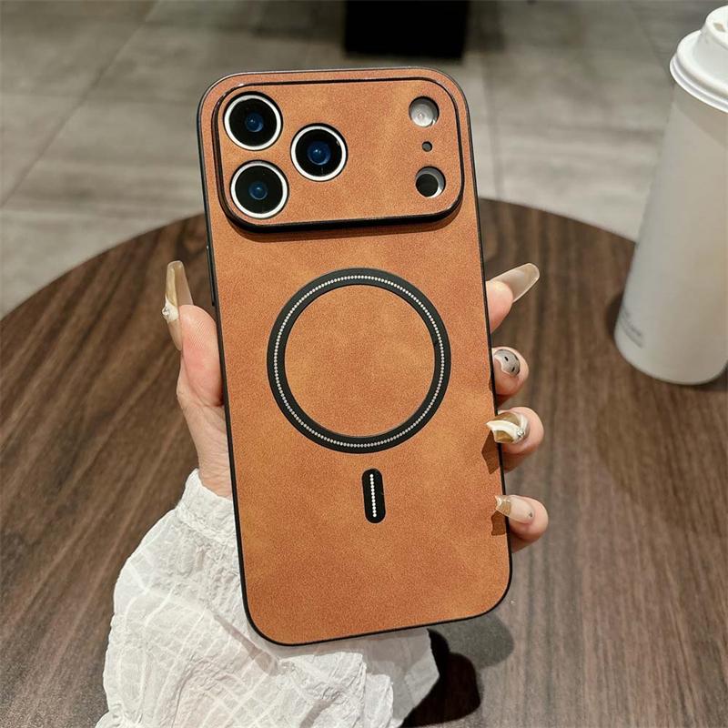 For Magsafe Leather Shockproof Phone Cases For 17 16 15 14 13 12 11 Pro Max 16e Plus Air Magnetic Wireless Charge Cover