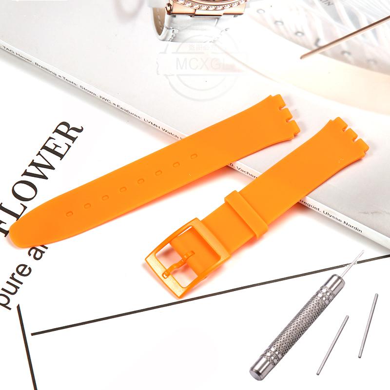 Silikonový řemínek pro Swatch SFS103 SFV107 SFN120 SFK397 SFK360 SFK361 Pásek na hodinky 16mm Dámský náramek Vodotěsné doplňky k hodinkám