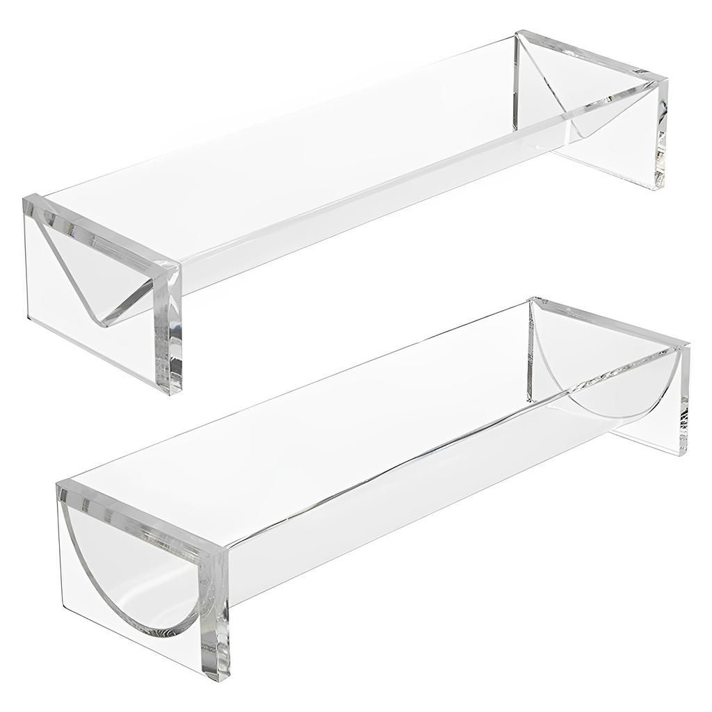 2Pcs Acrylic Food Display Stands Rectangular Clear Cracker Holder for Wedding Home Party Events Serving Snacks Donuts Bread