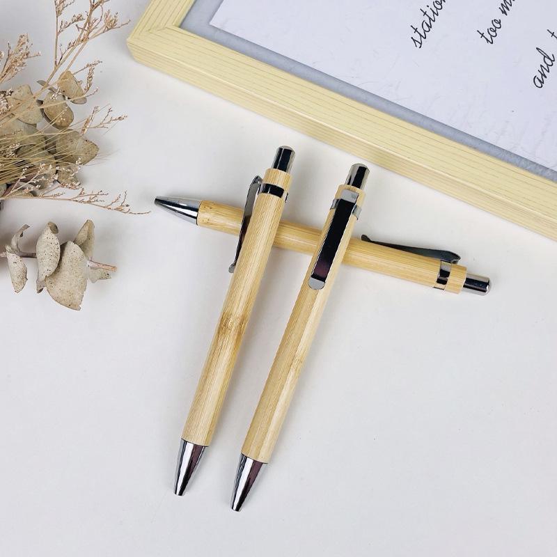 Eco-Friendly Bamboo Ballpoint Pen with Metal Clip: Insect and Mildew Resistant, Two-Layer Light Oil Finish.