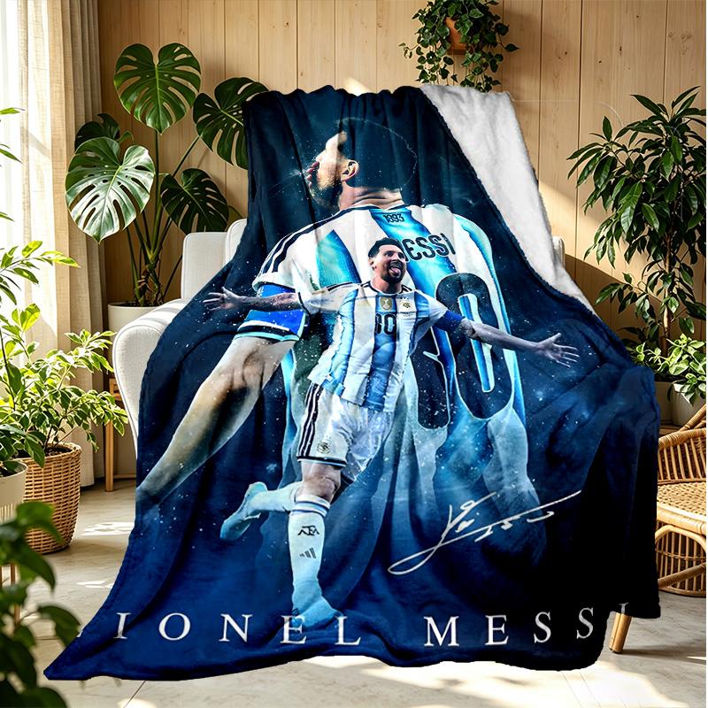 football player Pattern Blanket for Home Decoration, Bed, Sofa, Car Travel, Camping, Suitable for All Seasons, Birthday Christmas Gift