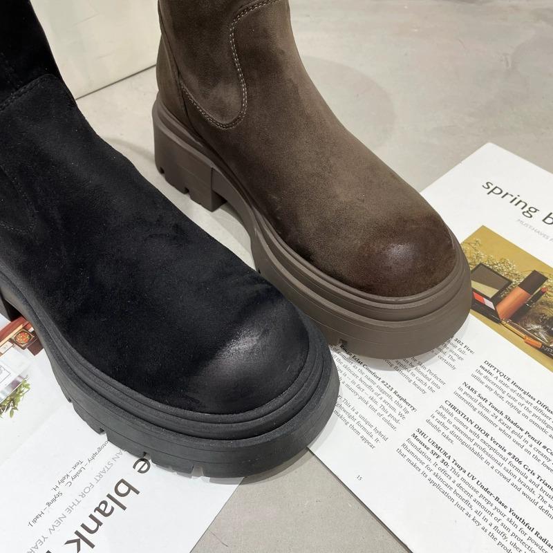 

Ретро-ботинки на толстой подошве, тонкие, женские, высокие, но до колена, ботинки в британском стиле с застежкой-молнией сзади 40